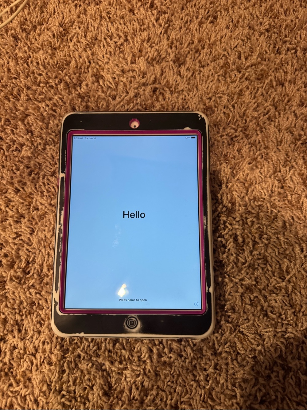 Apple iPad with Pink Inner Bezel and Black Outer Case